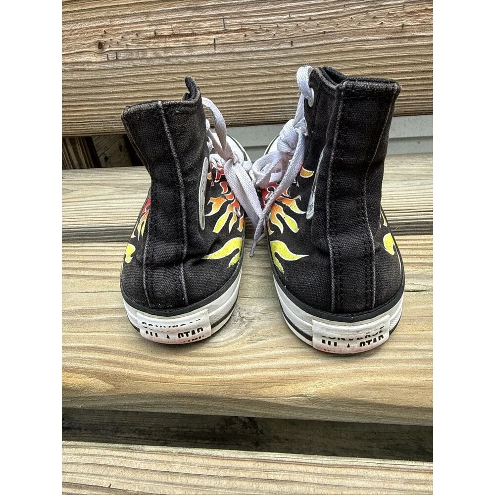 Converse Chuck Taylor All Star Cars Flames High Top Sneakers Kids 4.5 Womens 6.5